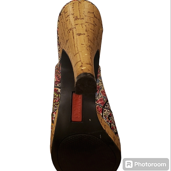Vintage BONGO Kyra Paisley Peep-Toe Slingback Heels Size 7 - Picture 5 of 5